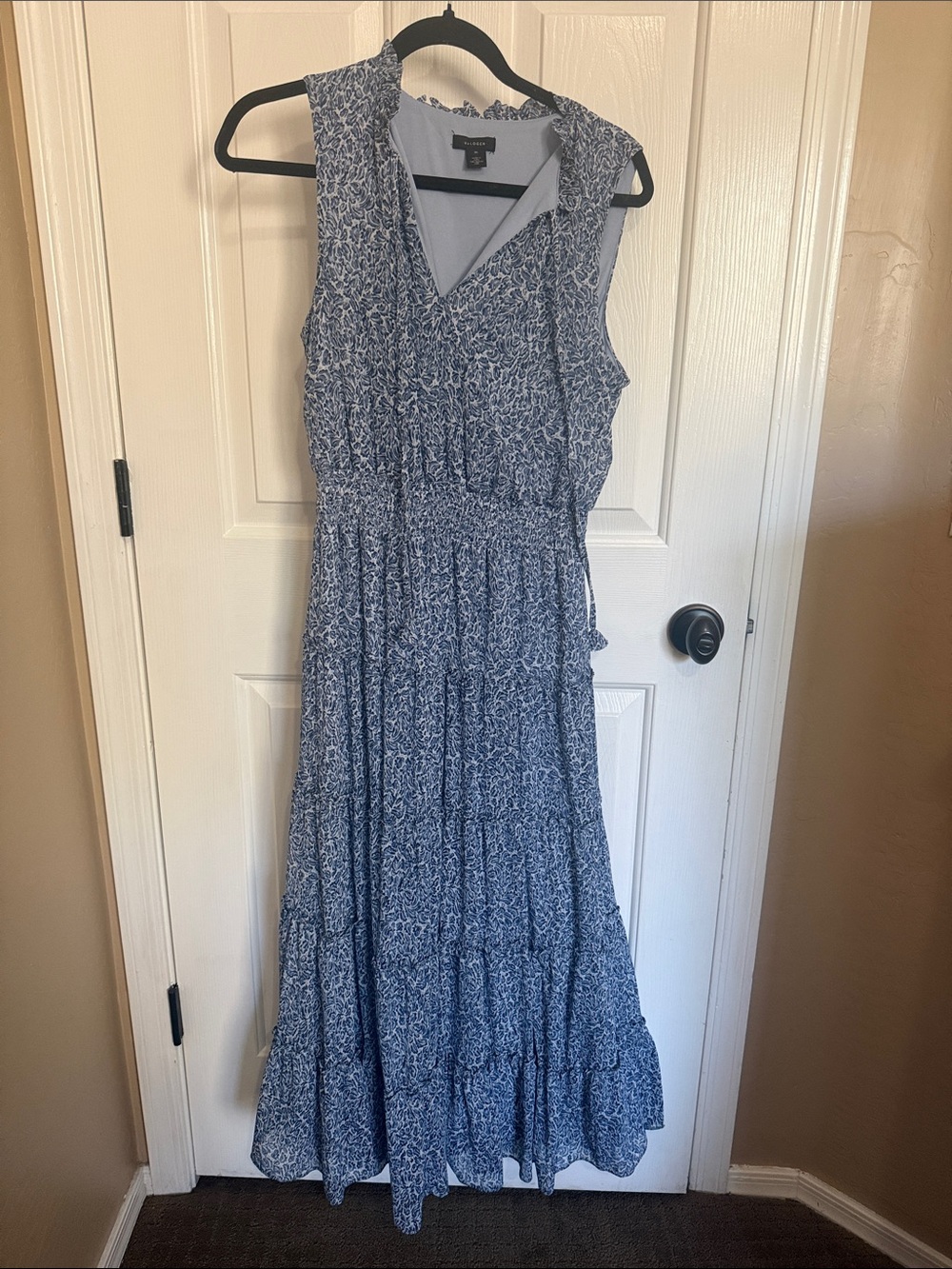 Halogen Blue Floral Smocked Maxi Dress